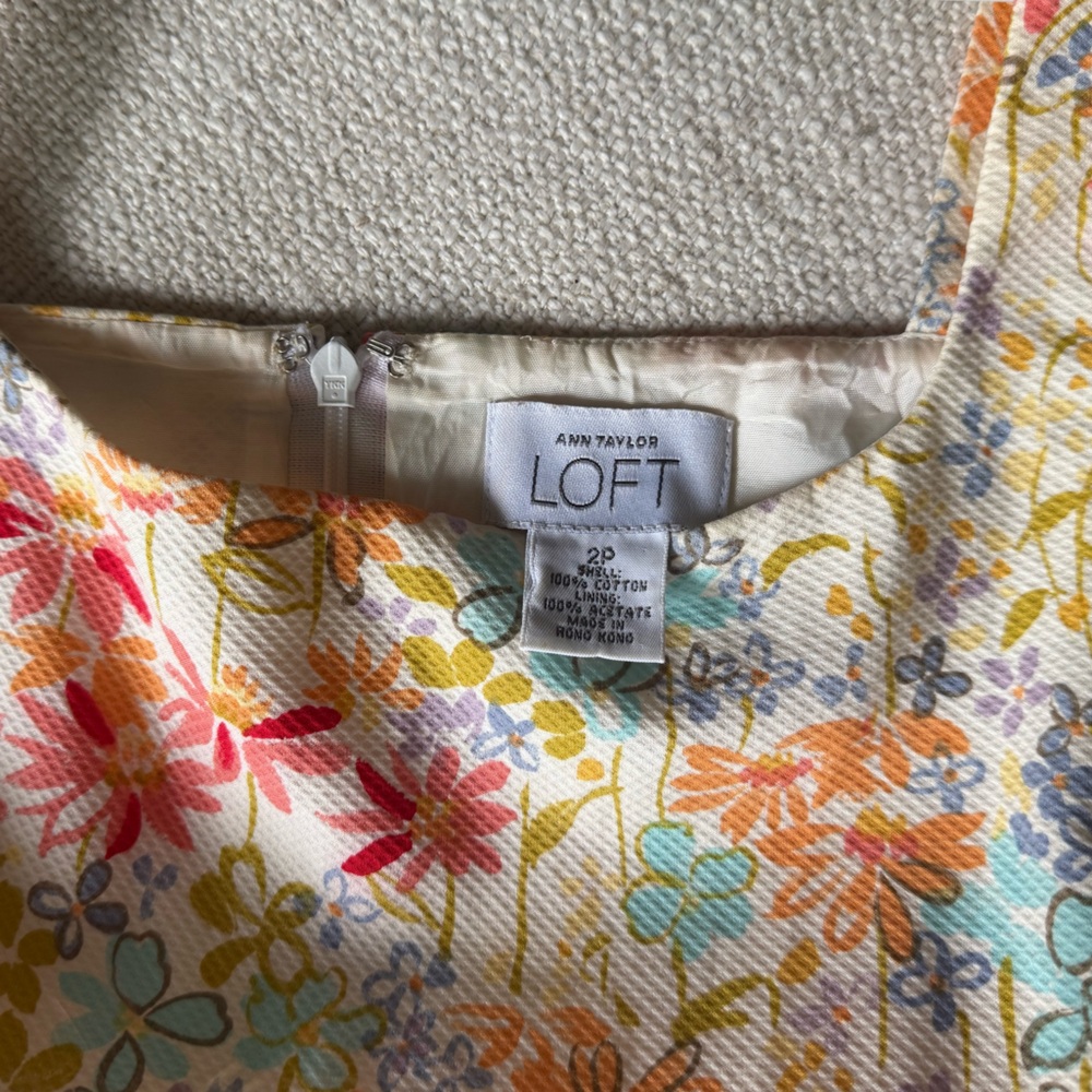 Ann Taylor Loft Vintage Floral Mini Dress Square Neck 2P - Picture 3 of 4